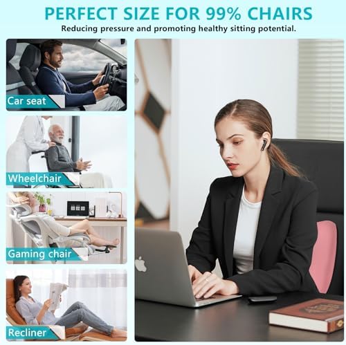 FLORICH Car Seat Cushion and Back Support for Office Chair Memory Foam Chair Cushions Pressure Relief Seat Pads with Gel Massage Point Lumbar Support Relief Sciatica & Tailbone (Pink)
