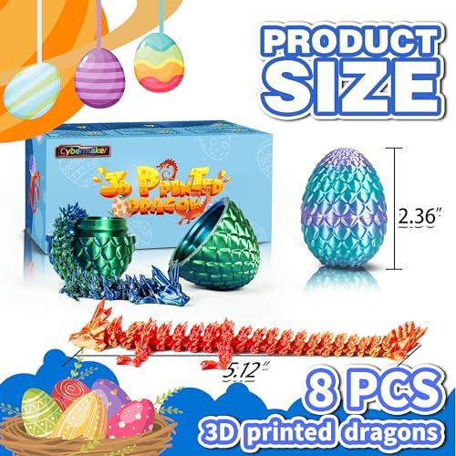 3D Printed Dragon Eggs, 8pcs Articulated Fidget Toys
