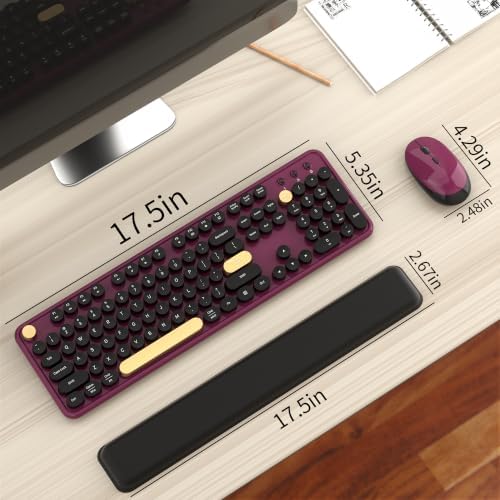 Wireless Computer Keyboard and Mouse Combos, Burgundy-Black