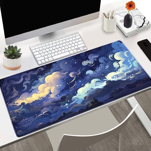 Pastel Large Mouse Pad Blue Desk Mat Aesthetic Sky Kawaii Gaming Mouse Pad XXL Keyboard Computer Mat Cute Desk Decor Office Gift 31.5 X15.7 in