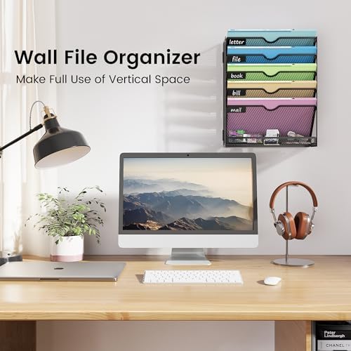 Hanging Wall File Organizer 6-Tier Wall Mount Mail Organizer