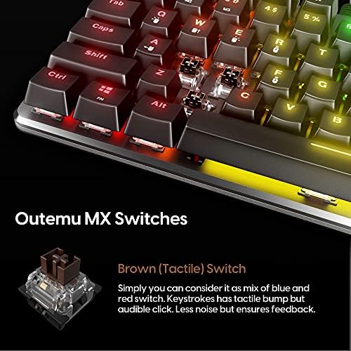 Pulsar Gaming Gears - PK003 Lunar Alloy TKL Mechanical Gaming Keyboard RGB LED Rainbow Backlit USB Wired Game Keyboards for Windows PC PS5 PS4 Xbox 87 Keys Outemu Switches FPS (Renewed)