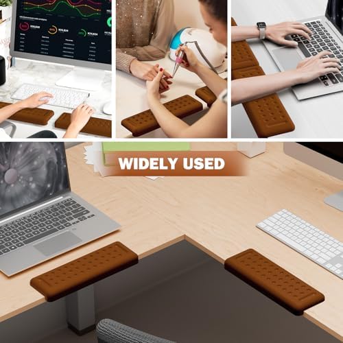 Leolee L-Shaped Desk Elbow Pads for Desk, Brown Arm Rest for Desk