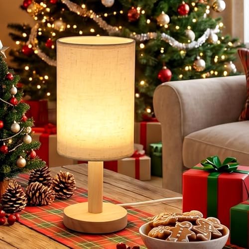 Small Table Lamp Set of 2, Round Tall Bedside Lamps