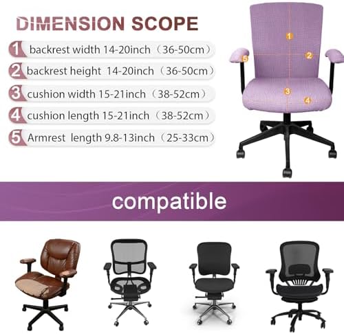Tallew 4 Pcs Office Chair Covers Stretchable Armrest Seat,XL,Lilac Purple