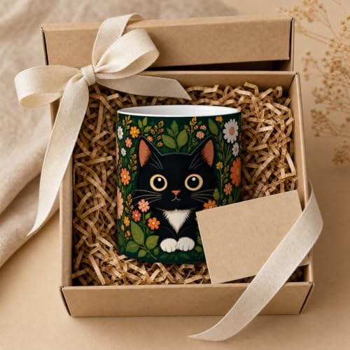 Pen Holder for Desk Ceramic Pencil Cup, Cute Makeup Brush Desk Organizer, Desk Accessories, School Supplies, Teacher Appreciation Gifts, Birthday Christmas Gift for Women (Black Cat)