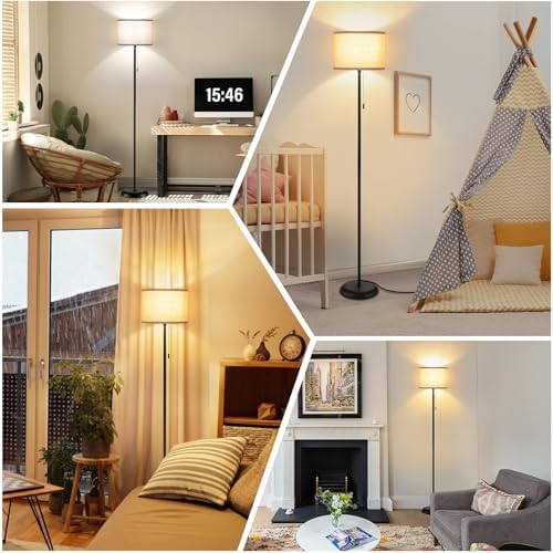 FOLKSMATE Floor Lamp for Living Room Modern Minimalist Tall Black