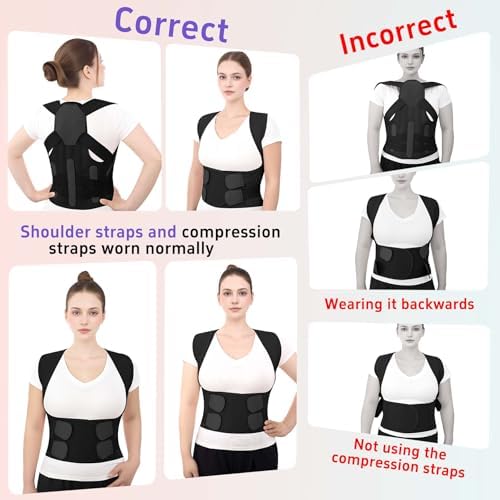 Posture Corrector for Women and Men Back Brace Straightener Pain Relief Back Support Lightweight Adjustable Hump Scoliosis Traction Correction Helps Reduce Upper Hunchback Slouching Kyphosis Black XX-Large