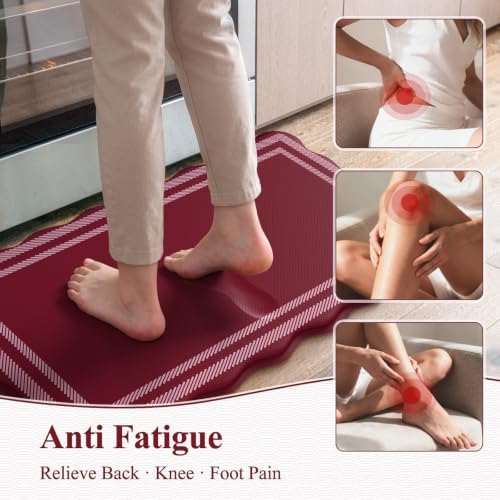 KIMODE Anti Fatigue Kitchen Mats, Christmas Decor Red Kitchen Runner Rugs