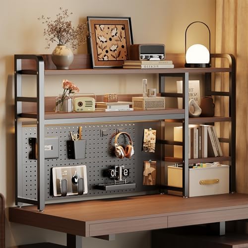 Desktop Hutch Bookshelf, 4-Tier Metal Desk Shelf for Top of Desk
