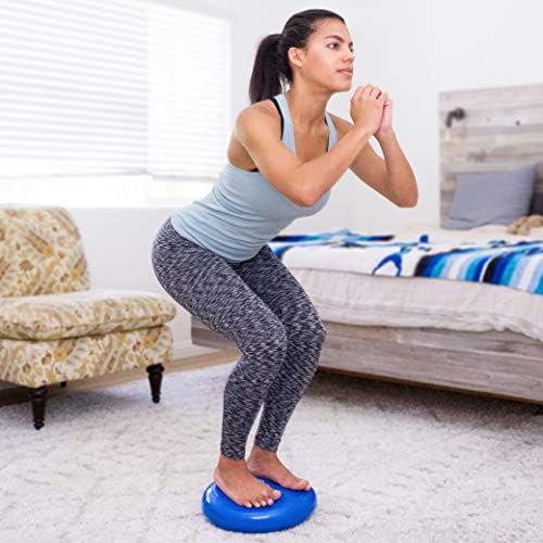 ProsourceFit Core Balance Disc, Inflatable Wobble Cushion with Hand Pump, Dual-Textured Non-Slip Surface for Core, Balance, and Stability Training, 14-inch
