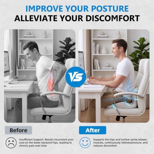 Office Chair seat Cushion, L-Shaped Ergonomic seat Cushion,Memory Foam seat Cushion can Relieve Back Pressure