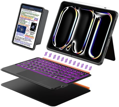 iPad Pro 13 inch Case with Keyboard (M5 2025, M4 2024), Flex Magnetic Detachable Backlit Keyboard Case, Larger Multi-Trackpad, Landscape/Portrait, 160° Adjustable Stand, Slim Protective Case (Black)