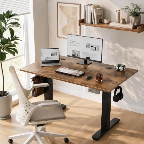 Claiks 40 x 24 Inch Rustic Brown Electric Standing Desk