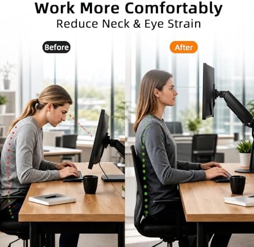 Heavy Duty Single Monitor Arm Desk Mount Gas Spring for 17-32 Inch Screens