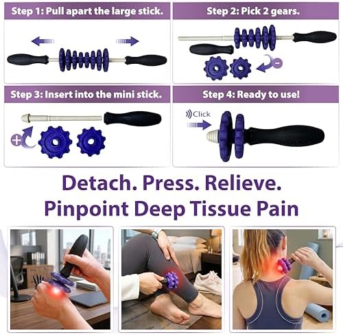ONIPAX 3-in-1 Muscle Roller Stick - Adjustable Deep Tissue Massage Tool