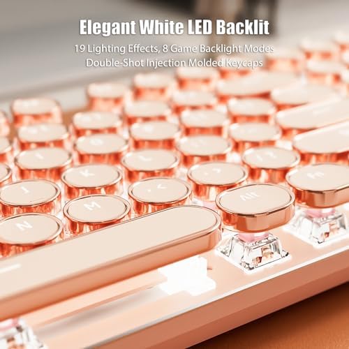 Typewriter Style Mechanical Gaming Keyboard White LED Backlit