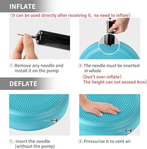Inflated Wobble Cushion,Dyna Disc,Circular Non-slip Texture for Comfortable Sitting,Wiggle Seat to Improve Posture, Fitness, Stability for Sensory Adults,Balance Seat with Pump for Core Strength