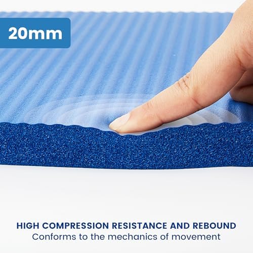 Yoga Knee Pad Cushion, 24 x 9.8 x 0.8 in Thick Mini Yoga Mat, Odor-Free NBR Workout Mat with Storage Strap, Small Exercise Mat for Yoga, Pilates, Kneeling, Planks & Home Gym