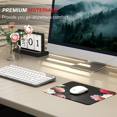 MROCO Essential Office & Gaming Mouse Pad, 8.5 x 11 Inch, Black Flower