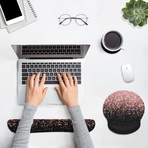 Britimes Ergonomic Mouse Pad Set with Wrist Rest, Rose Gold