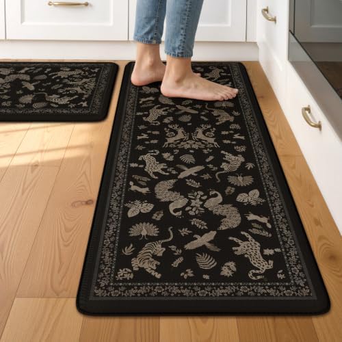 LEEVAN Anti Fatigue Kitchen Mats for Floor, Cushioned Kitchen Mat Set 2PCS