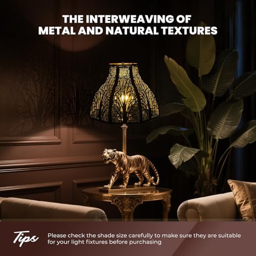 Etched Forest Large Metal Lampshade 5.32'' X 13'' X 9.5''For Floor Lamp