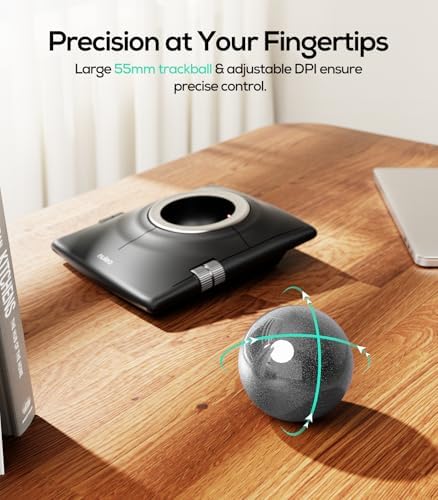 Nulea Wireless Trackball Mouse Ergonomic 55mm Large Ball Ambidextrous