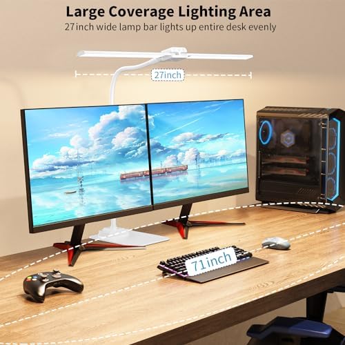 LED Desk Lamp Double Light: 1200LM Desk Light Base for Home Office, White