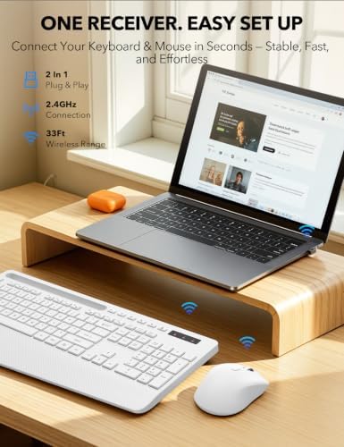 Wireless Keyboard and Mouse Combo - Full-Sized Ergonomic Keyboard