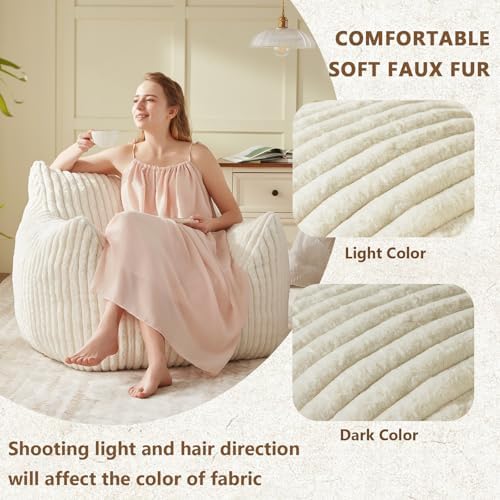Achicsofar Bean Bag Chair for Adults Teens, Comfy Faux Fur Beanbag Armchair