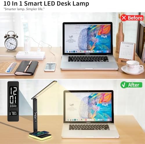 LED Desk Lamp for Home Office, USB Charging Port, Desk Light with 5 Modes