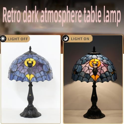 Tiffany Style Table Lamp,Gothic Bat Desk Lamp,Stained Glass lamp
