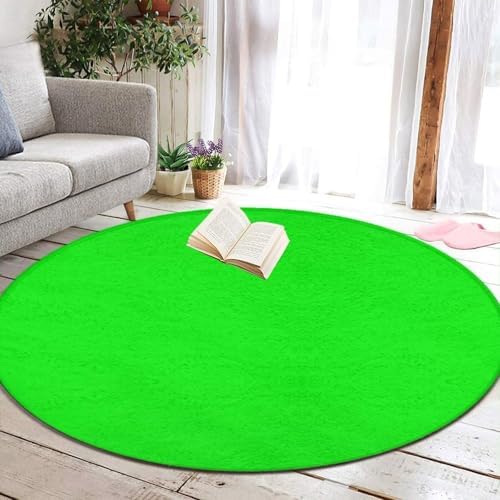 Large Round Area Rug Home Decor Modern Bathroom Rug Kitchen Office Circle Rug for Living Room Sofa Circle Cute Mat Fluorescent Green, 60inch