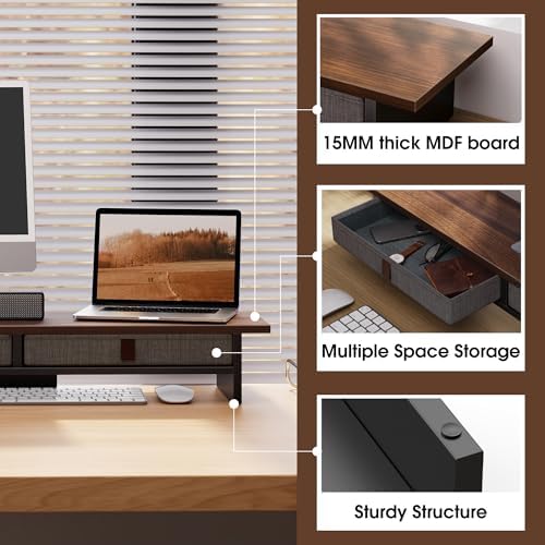 Fenge 35 Inch Monitor Stand with Drawer Storage, Computer Riser for Desk