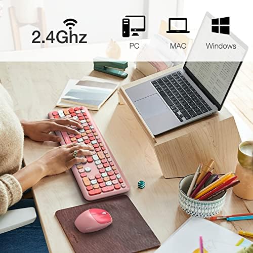 MOFII Wireless Keyboard and Mouse Combo Silent, Slim Compact 2.4G USB Full Size , Cute 110 Keys Keyboard for PC, Notebook, MacBook, Tablet, Laptop, Windows System