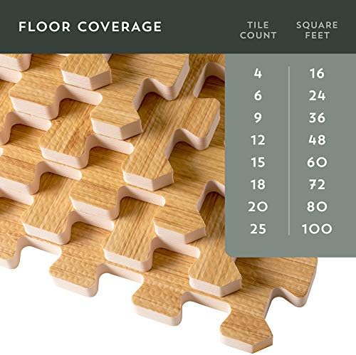 Forest Floor Farmhouse 3/8 Inch Thick Printed Foam Tiles, Premium Wood Grain Interlocking Foam Floor Mats, Anti-Fatigue Flooring – Stylish Flooring Solution
