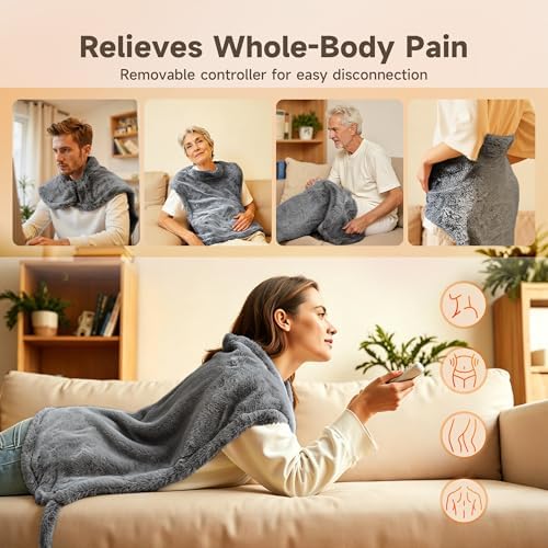 GOTCOZY Heating Pad 26"x35" for Back Pain Relief & Cramps(Gray)