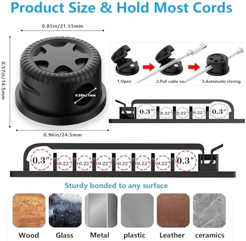 ELII 328Pcs Cable Management Kit, 8 Magnetic Cable Holder 69 Cable Clips