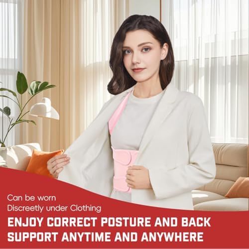 Posture Corrector for Women & Men, Adjustable Back Brace Shoulder Straightener with Full Back Support for Upper & Lower Back Pain, Spine Alignment, Hunchback & Scoliosis Relief (Large, Pink)