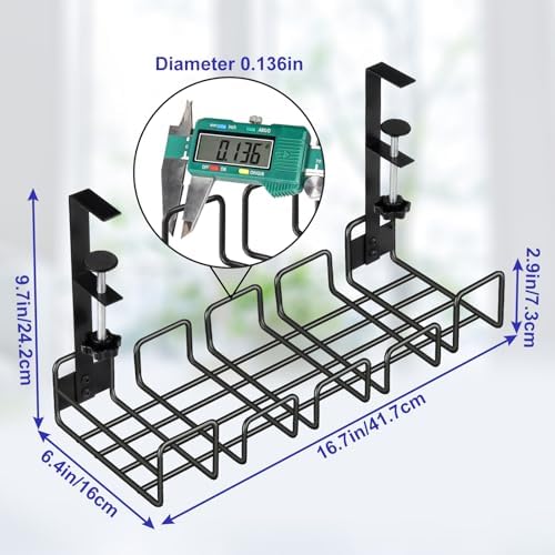 OneLeaf Under Desk Cable Management Tray - No Drill Wire Management Rack