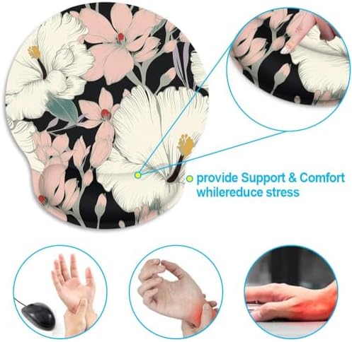 Britimes Ergonomic Mouse Pad with Wrist Support, Floral Retro