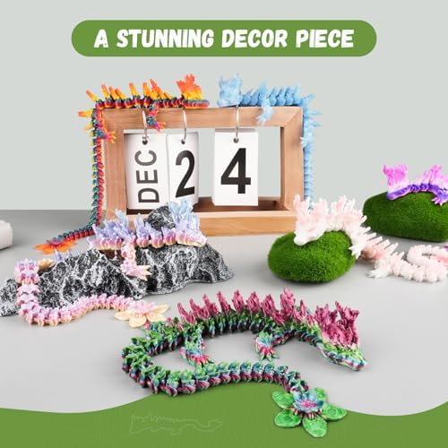 Outgoto 3D Printed Cherry Blossom Dragon – 11.8in Realistic Articulated Dragon Fidget Toy, Desk Décor and Collectible