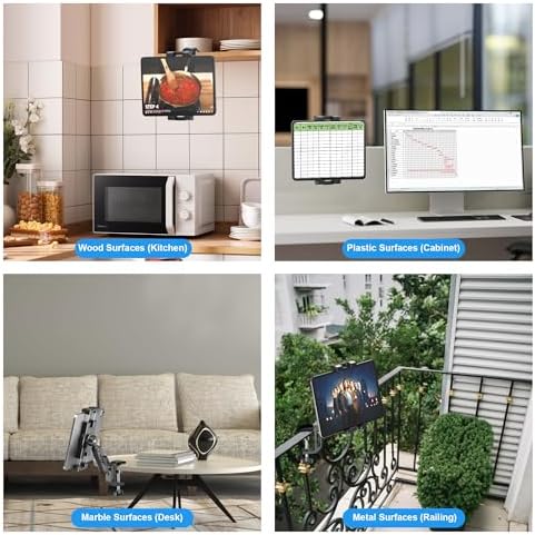 iPad Under Cabinet Mount, Kitchen Tablet Holder, iPad Desk Mount with Clamp