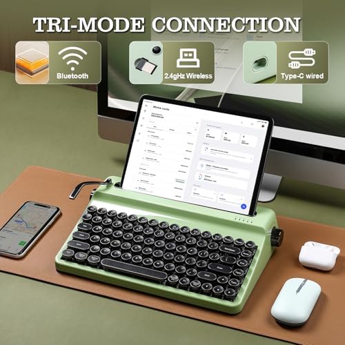 YUNZII QL75 Retro Typewriter Hot Swap RGB Keyboard (Green, Cocoa V2)