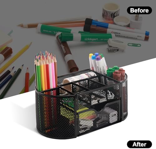 Comix Mesh Pen Holder, Desk Organizer for Home Office, Black