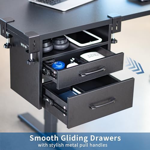 VIVO Black Corner Clamp-on Drawer and Shelf System, DESK-DR3C