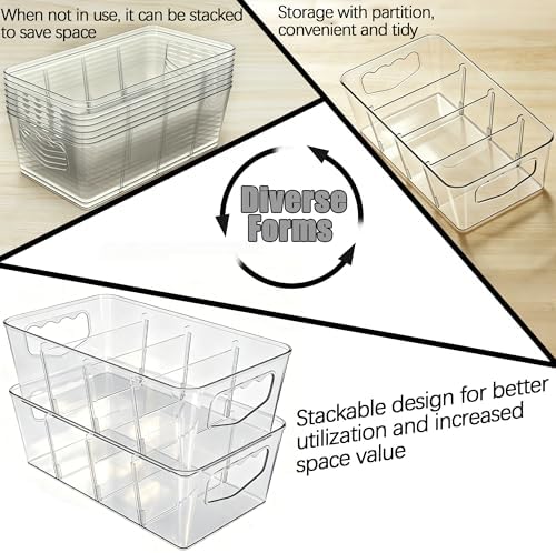SPACELEAD 8 Pack Clear Plastic Storage Bins for Home Organization