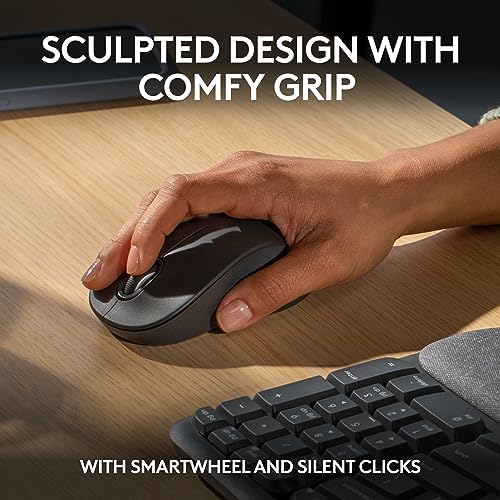 Logitech - Wave Keys MK670 Combo Ergonomic Wireless Keyboard and Mouse Bundle for Windows/Mac with Integrated Palm-Rest - Graphite (Renewed)
