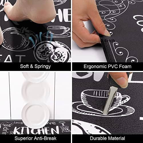HEBE Anti Fatigue Kitchen Rugs Set of 2, Cushioned Kitchen Mats for Floor